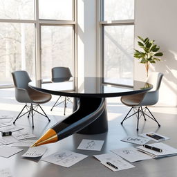 An imaginative and unique design concept merging a table and a pen