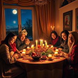 A beautiful celebration of Yalda Night, featuring a warm and cozy ambiance