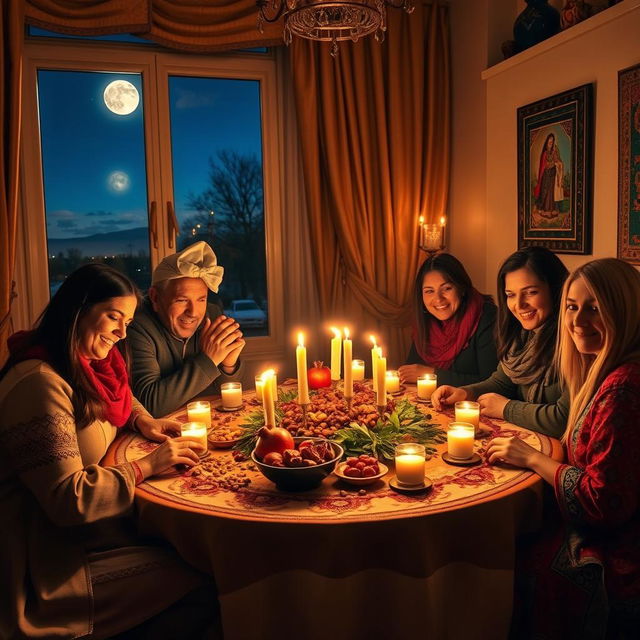 A beautiful celebration of Yalda Night, featuring a warm and cozy ambiance