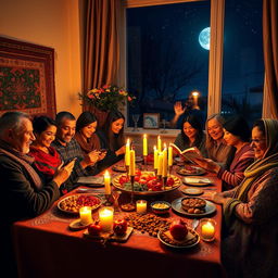 A beautiful celebration of Yalda Night, featuring a warm and cozy ambiance