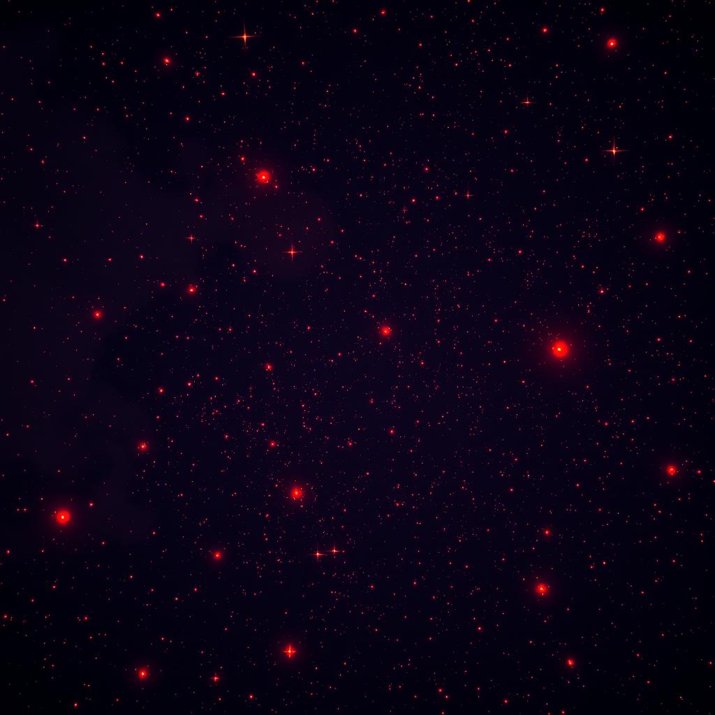 A vast night sky filled with millions of stars, all glowing in shades of red