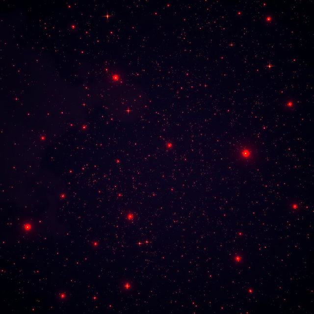 A vast night sky filled with millions of stars, all glowing in shades of red