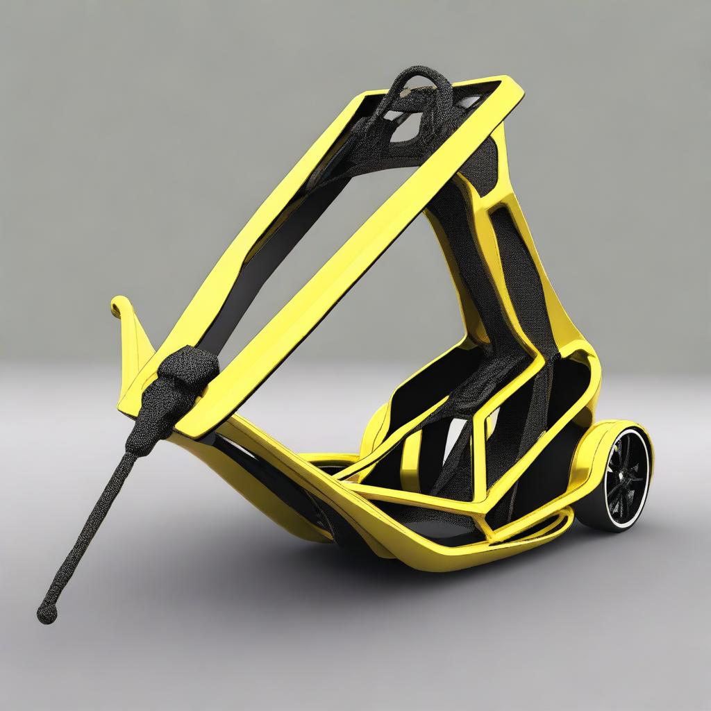 This is a high-quality digital art image of a yellow and black slingshot