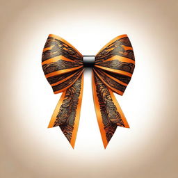 This is a high-quality digital art image showcasing an orange and black bow