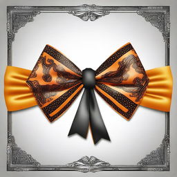 This is a high-quality digital art image showcasing an orange and black bow