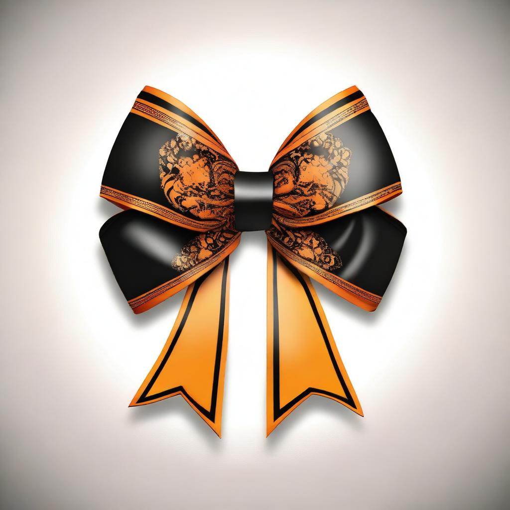 This is a high-quality digital art image showcasing an orange and black bow