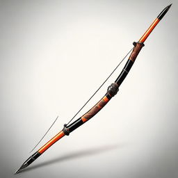 This is a high-quality digital art image showcasing an orange and black longbow