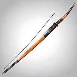 This is a high-quality digital art image showcasing an orange and black longbow