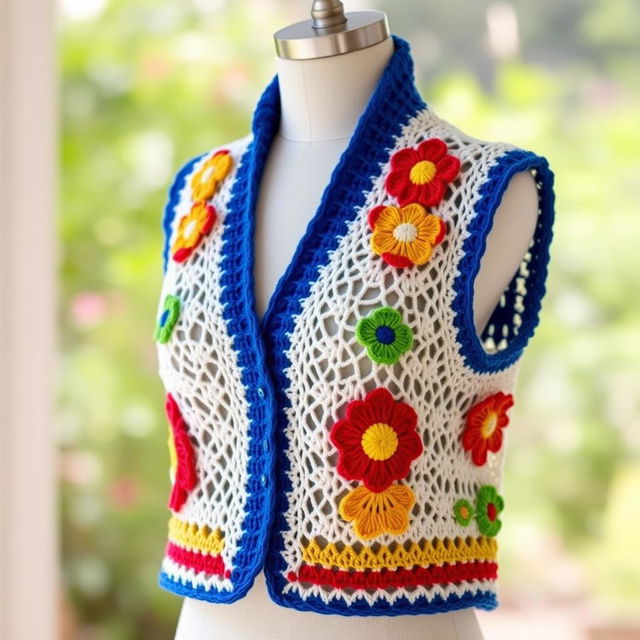 A simple yet cute crochet vest with an Irish crochet theme, featuring intricate design elements