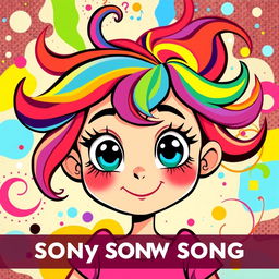 A cartoon-style image of a girl with vibrant colors and an abstract design