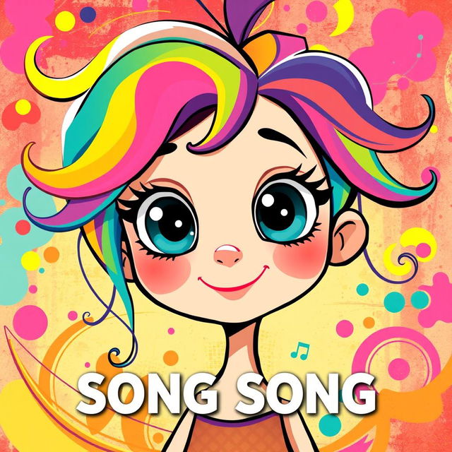 A cartoon-style image of a girl with vibrant colors and an abstract design