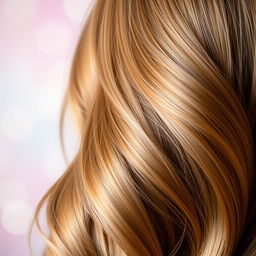 A close-up of a stunning head of hair, showcasing long flowing waves with a rich caramel color