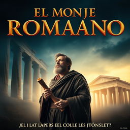 An epic movie poster for a film set in the Late Republic of Ancient Rome, titled 'El Monje Romano'