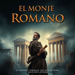 An epic movie poster for a film set in the Late Republic of Ancient Rome, titled 'El Monje Romano'