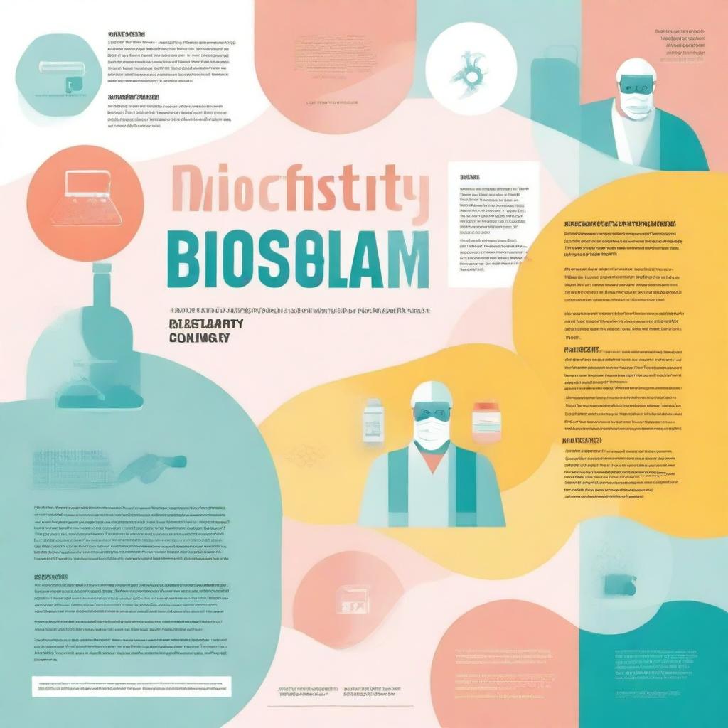 A top-quality digital art depicting a professional cover page dedicated to the topic of Biosafety