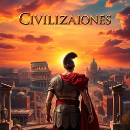 An epic movie poster for a film set in the High Empire of Ancient Rome, featuring the title 'Civilizaciones' prominently displayed at the top in a grand, classical font