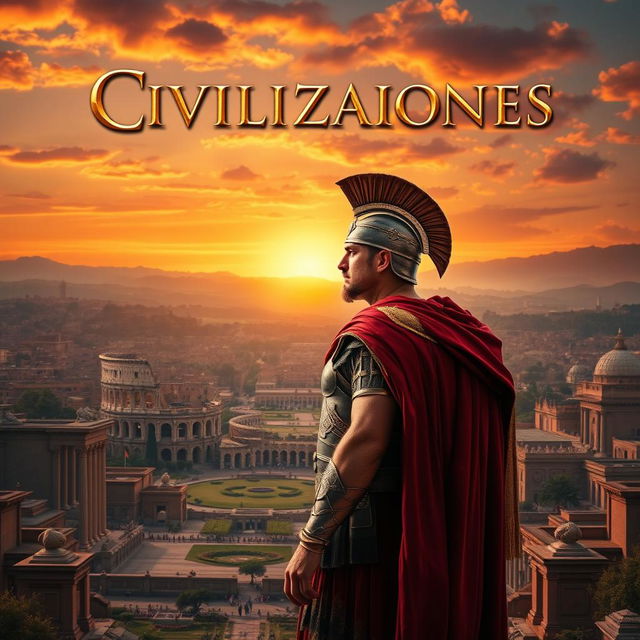 An epic movie poster for a film set in the High Empire of Ancient Rome, featuring the title 'Civilizaciones' prominently displayed at the top in a grand, classical font