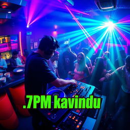 A vibrant nightlife scene featuring a DJ in a colorful club environment