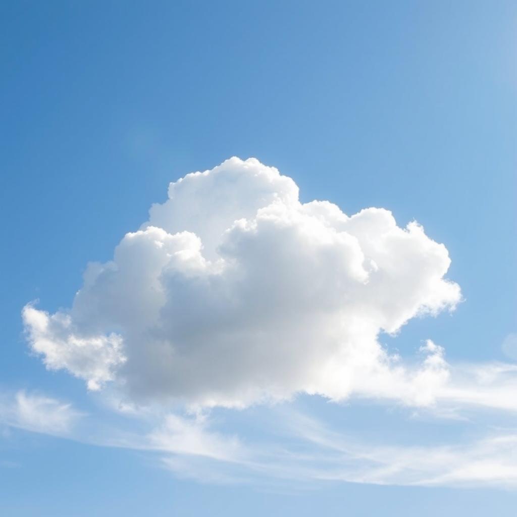 A beautiful, fluffy white cloud floating in a vivid blue sky