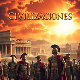 A legendary movie poster for a film set in the High Empire of Ancient Rome, featuring the title 'CIVILIZACIONES' prominently displayed in large, dramatic, classical font at the top