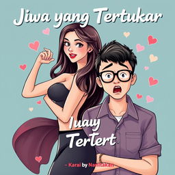A book cover illustration for a novel titled 'Jiwa yang Tertukar'