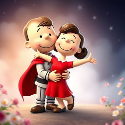 A whimsical 3D illustration of Peanuts characters transformed into Romeo and Juliet