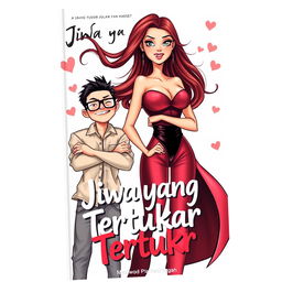 A captivating book cover illustration for a novel titled "Jiwa yang Tertukar"