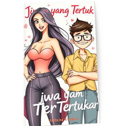 A captivating book cover illustration for a novel titled "Jiwa yang Tertukar"