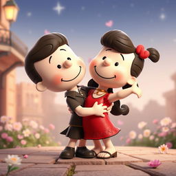A whimsical 3D illustration featuring Peanuts characters reimagined as Romeo and Juliet