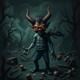 A powerful and dark portrayal of childhood trauma represented as a devil figure