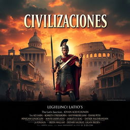 A legendary movie poster for a film titled 'CIVILIZACIONES', set in the Low Empire of Ancient Rome