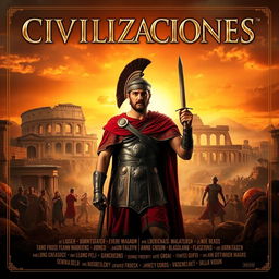 A legendary movie poster for a film titled 'CIVILIZACIONES', set in the Low Empire of Ancient Rome