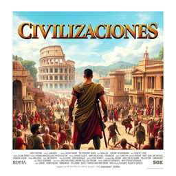 A legendary movie poster for a film titled 'CIVILIZACIONES', set in the Low Empire of Ancient Rome