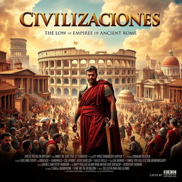 A legendary movie poster for a film titled 'CIVILIZACIONES', set in the Low Empire of Ancient Rome