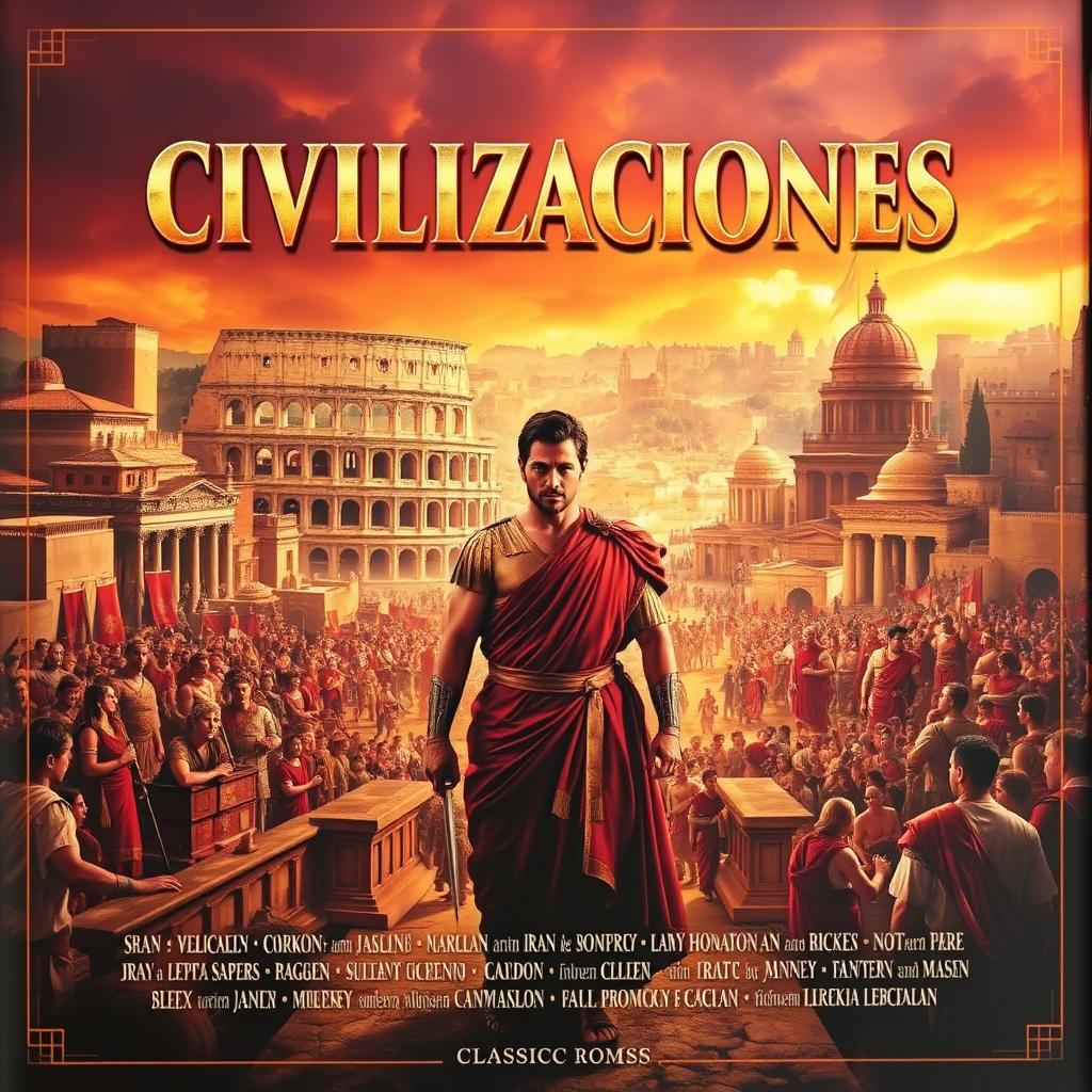 A legendary movie poster for a film titled 'CIVILIZACIONES', set in the Low Empire of Ancient Rome