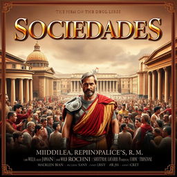 A legendary movie poster for a film titled 'SOCIEDADES', set in the Middle Republic of Ancient Rome