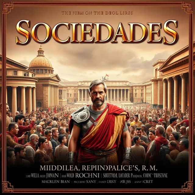 A legendary movie poster for a film titled 'SOCIEDADES', set in the Middle Republic of Ancient Rome