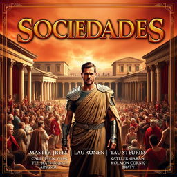 A legendary movie poster for a film titled 'SOCIEDADES', set in the Middle Republic of Ancient Rome