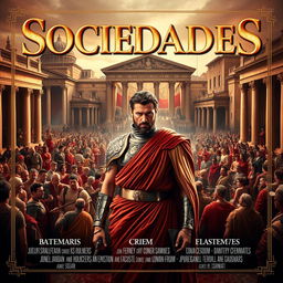 A legendary movie poster for a film titled 'SOCIEDADES', set in the Middle Republic of Ancient Rome