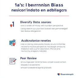 Create an infographic displaying three essential tips for avoiding bias in research and data presentation