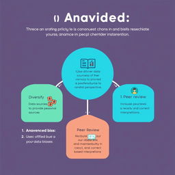 Create an infographic displaying three essential tips for avoiding bias in research and data presentation