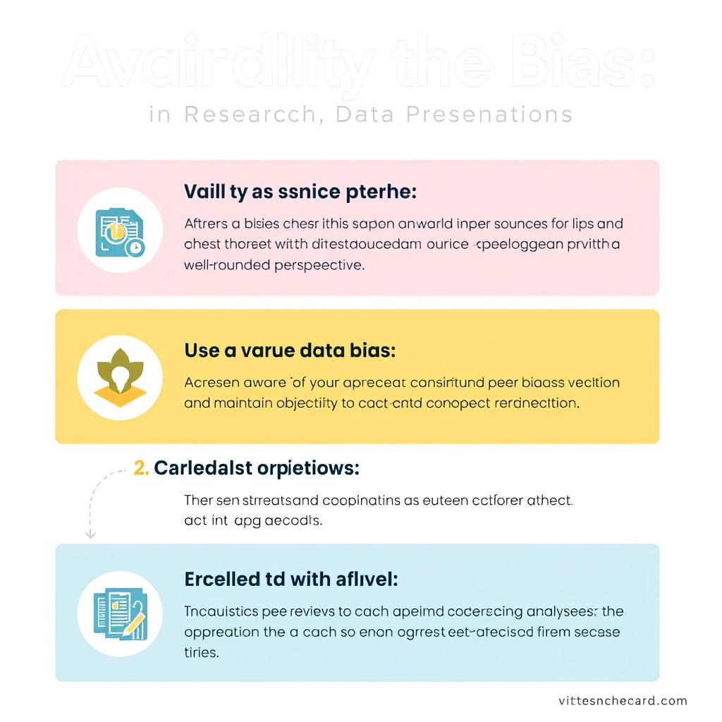 Create an infographic displaying three essential tips for avoiding bias in research and data presentation