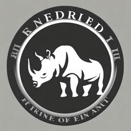 This is a high-quality digital art image of the Endangered Species Act logo, with a black rhino as the central figure