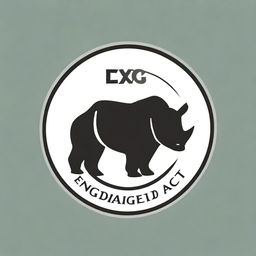 This is a high-quality digital art image of the Endangered Species Act logo, with a black rhino as the central figure