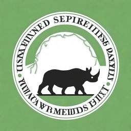 This image is a high-quality digital art of the Endangered Species Act logo, featuring a black rhino at the center