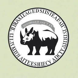 This image is a high-quality digital art of the Endangered Species Act logo, featuring a black rhino at the center