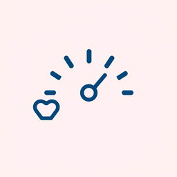 A dark blue line art icon depicting a gauge or meter of satisfaction, representing social media reactions