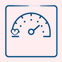 A dark blue line art icon depicting a gauge or meter of satisfaction, representing social media reactions