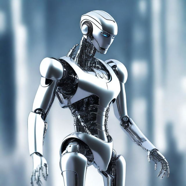 A digital art image of a robot in high resolution