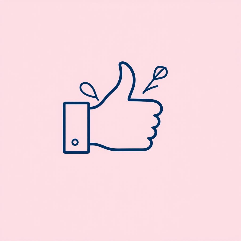 A dark blue line art icon representing the satisfaction level depicted by pressing a like button on social media